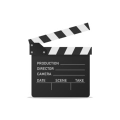 Obraz premium Movie clapper isolated on white background. Open clapperboard. Vector illustration EPS 10