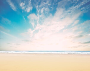 blue sea and cloudy pink sky panorama ,water wave on white sand at the tropical  beach summer holiday