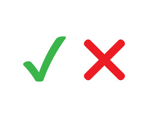 Obraz premium Checkmark cross vector symbol on white background. Yes no or accepted not accepted symbol. Green and red icons in flat. EPS 10
