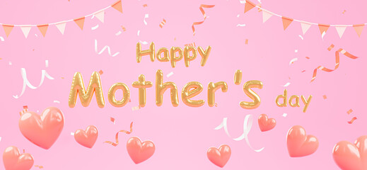 texts of mother's day floating with decoration concept,3d rendering.