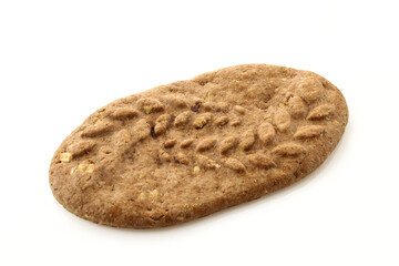 Single belVita brown diet cookie isolated on white background