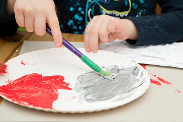 Handicraft toys. we play a fairy tale at home. Childhood fantasy. Workshop of art and creativity at kindergarten. Painting, coloring and gluing.