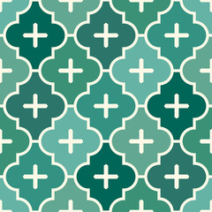 Seamless surface print with ogee ornament. Oriental traditional pattern with repeated mosaic tile Moroccan lantern motif