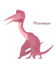 Ancient flying big pangolin pterosaur. Predatory dinosaur of the Jurassic period. Prehistoric animal. Vector illustration isolated on white background