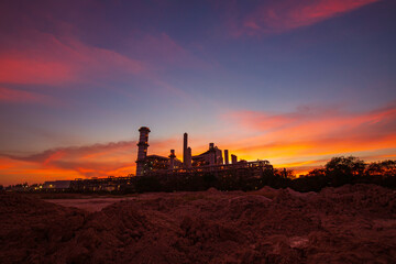 Coal electricity substation smokestack and power plant