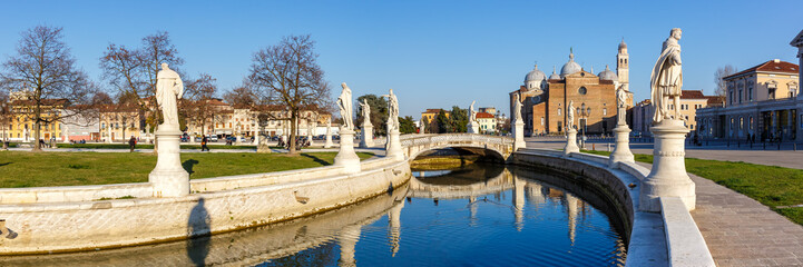 Padova Padua Prato Della Valle square with statues travel traveling holidays vacation town panorama in Italy
