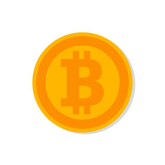 Obraz premium Bitcoin symbol in the form of a coin in flat style. Cryptocurrency logo. EPS 10