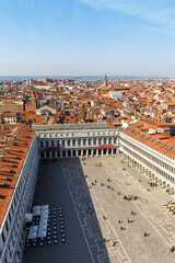 Obraz premium Venice Piazza San Marco Square from above overview travel traveling holidays vacation town portrait format in Italy
