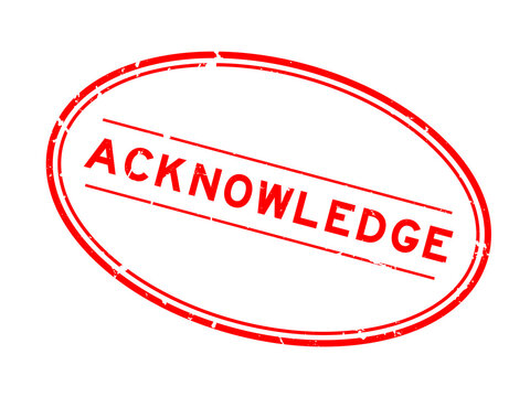 Grunge red aknowledge word oval rubber seal stamp on white background