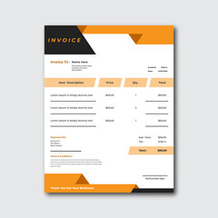 Professional Business Invoice Design Template. Design For Invoice, Letterhead, Order form, Receipt, Proforma. Business Stationery Design.