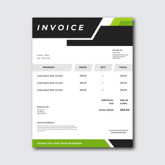 Naklejka premium Minimal Corporate Business Invoice Design Template. Design For Invoice, Letterhead, Order form, Receipt, Proforma. Business Stationery Design.