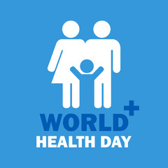 World Health Day. Healthy family. Parents and children. Vector illustration. EPS 10