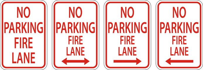 No Parking Fire Lane Sign On White Background