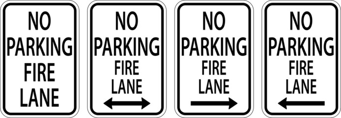 No Parking Fire Lane Sign On White Background