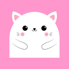 Illustration of a cute cat on a pink background. Vector. EPS 10