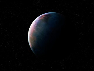 Obraz na płótnie Canvas Earth-like planet in space illuminated by the sun. 