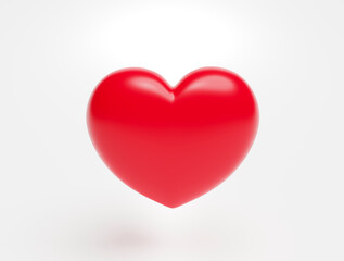 Red heart cartoon icon sign or symbol valentine romance concept on white background 3d illustration