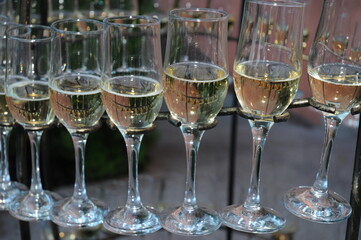  champagne glasses at wedding