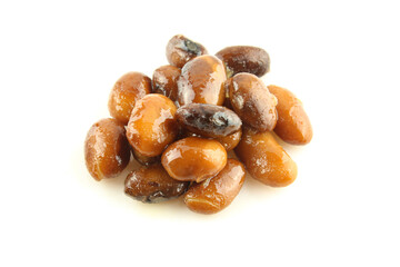 Pile of boiled brown kidney beans isolated on white backrgound