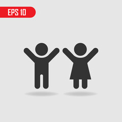 Icon children boy and girl. Vector illustration. EPS 10