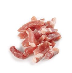 lardons sur fond blanc, viande de porc