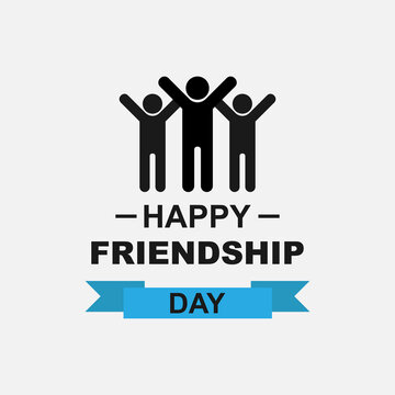 Friendship Day logo. Inscription Happy Friendship Day and a symbol of a group of friends. Vector EPS 10