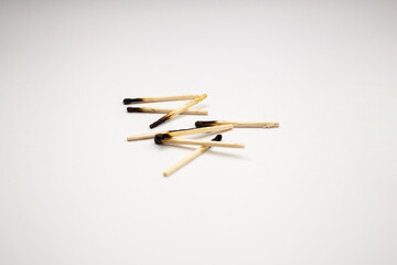 Wooden matches on a white background