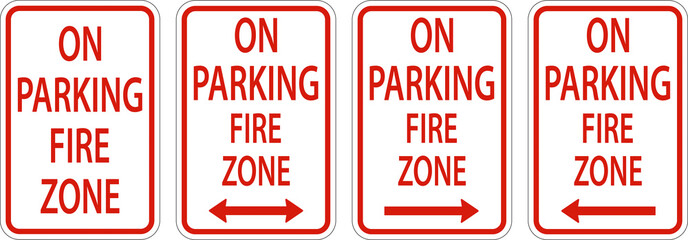 No Parking Fire Zone Sign On White Background