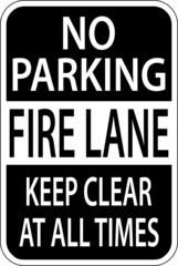 Fototapeta na wymiar Fire Lane Keep Clear At All Times Sign On White Background