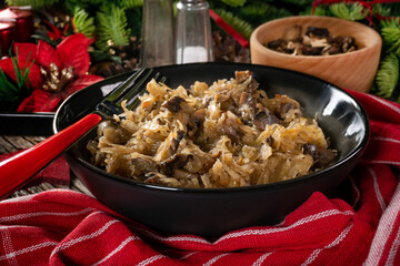 Traditional polish sauerkraut with mushrooms.