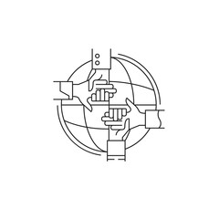 Solidarity. Vector, linear icon. Charity, helping those in need.

