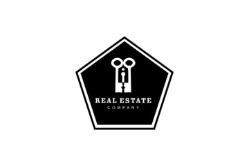 Simple Luxury Crossed key for House Estate business logo design