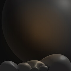 A mystical alien landscape of smooth brown figures.3d.