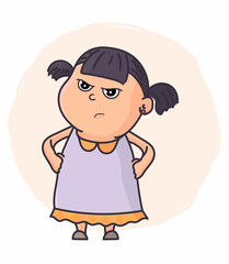 Cute little girl little girl with face expression vector illustration
