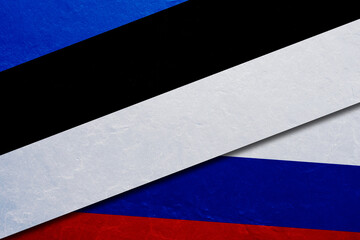 Flag of Estonia above the russia. Sanctions of Estonia against russia.