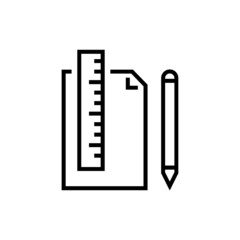Document ruler and pencil icon in linear style. Vector EPS 10