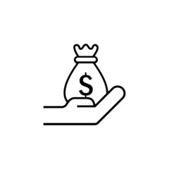 Money bag in hands icon isolated on white background. Vector EPS 10