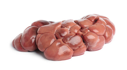 Fresh raw kidney meat on white background