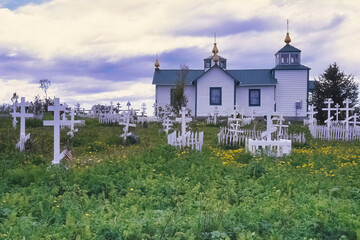 Ninilchick Russian church of Holy Transfiguration of Our Lord, Kenai Peninsula, Alaska, USA