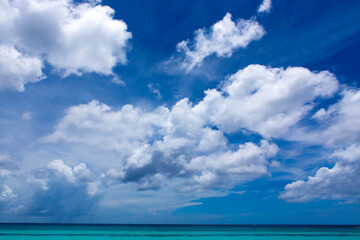 Beautiful caribbean sea and blue sky .Summer ocean landscape as background.