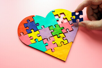 Heart from colorful pieces as symbol diversity and inclusion.