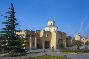 Fototapeta na wymiar central gateway to Holy Trinity Cathedral in Tbilisi (Sameba church), Georgia