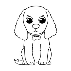 Vector illustration dog isolated on white background. For kids coloring book