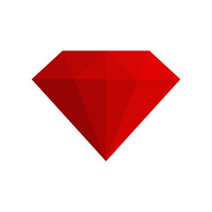 Diamond red vector icon. Ruby flat sign