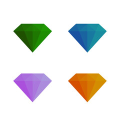 Diamond vector flat icon set