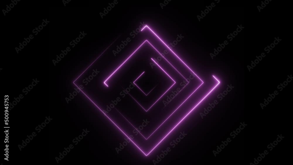 Aufkleber Abstract seamless loop neon square. Purple neon square hi-tech motion background seamless loop. Video 3D animation