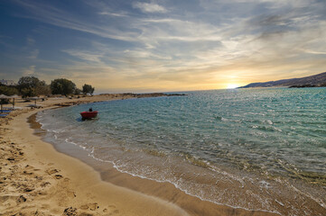 Beautiful beach and view on Ios Island, Cyclades, Greece