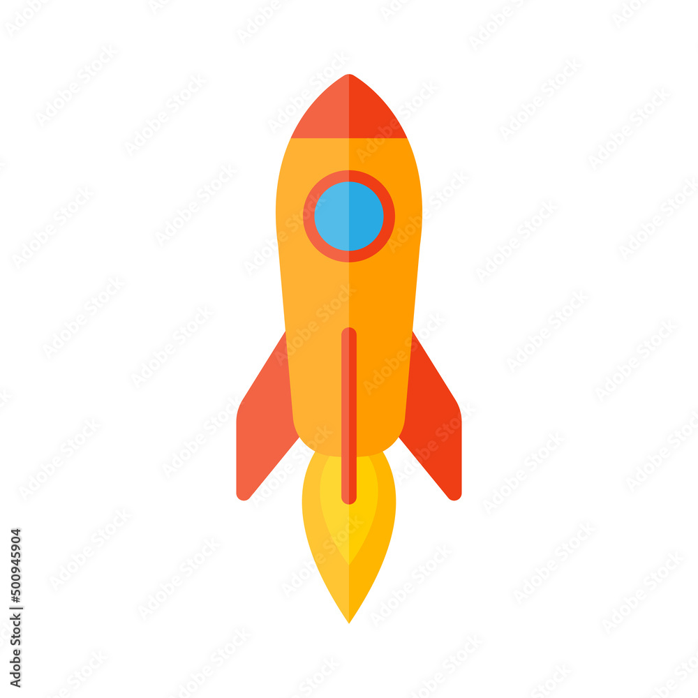 Wall mural rocket flat style icon isolated on white background. vector eps 10