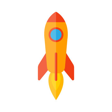 Rocket flat style icon isolated on white background. Vector EPS 10