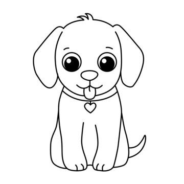 Vector illustration dog isolated on white background. For kids coloring book
